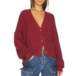 Free People Deep Red Cardigan Sweater